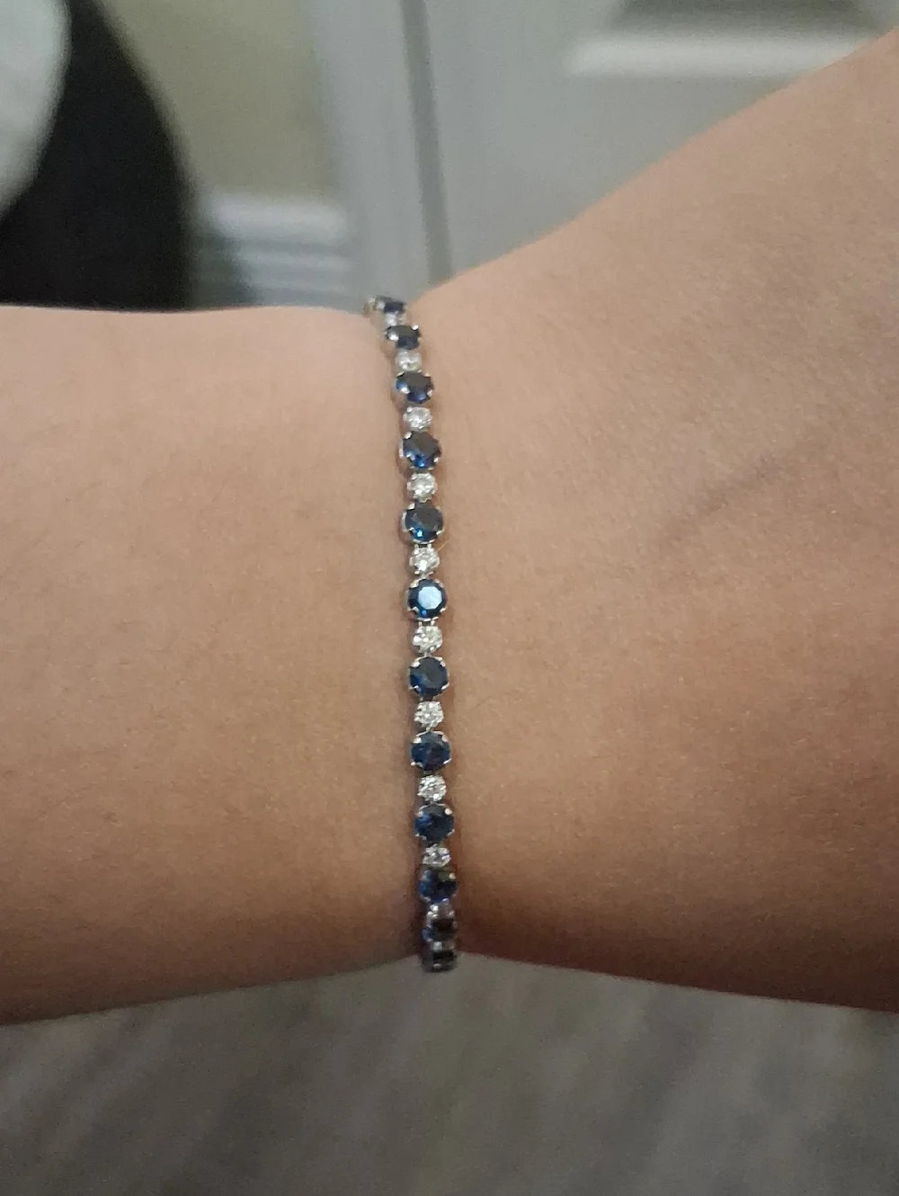 Pandora Blue & Clear Sparkle Slider Silver Bracelet